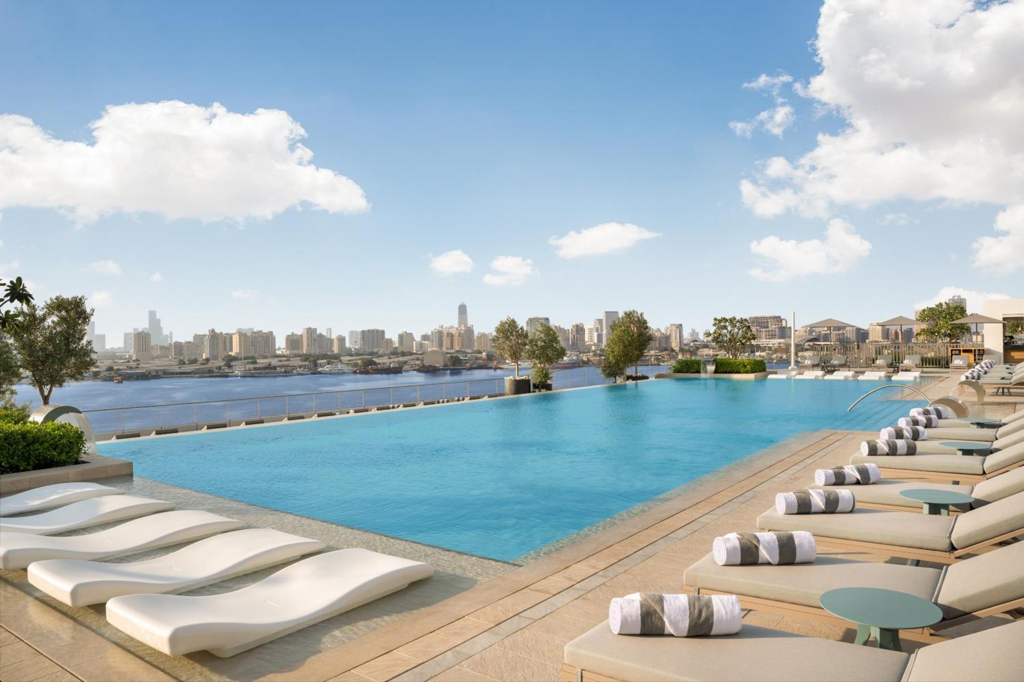 Hotel Address Creek Harbour Dubaj Exteriér fotografie View of the pool at the Four Seasons Hotel, Cairo